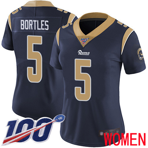 Los Angeles Rams Limited Navy Blue Women Blake Bortles Home Jersey NFL Football 5 100th Season Vapor Untouchable